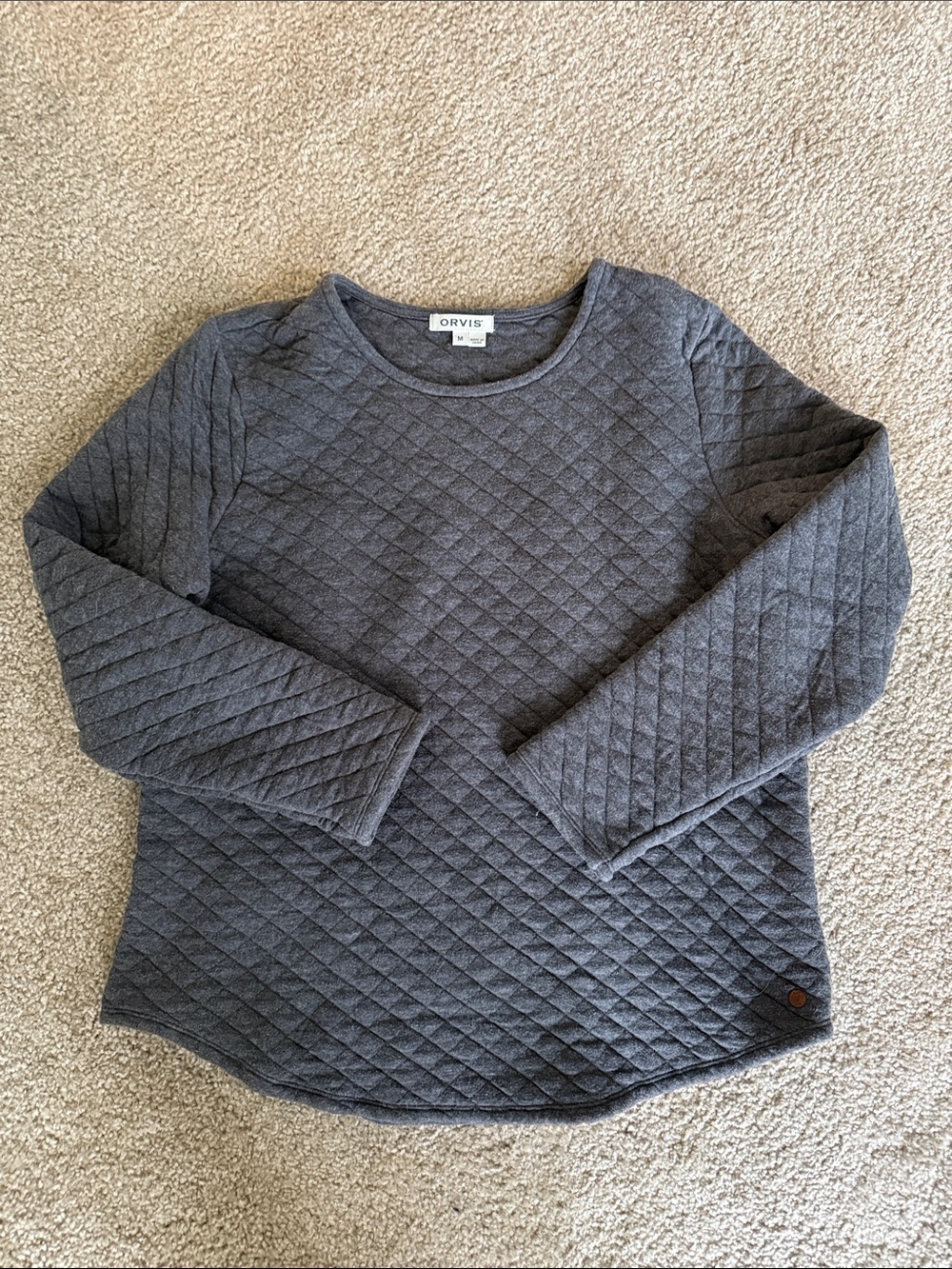 Orvis Quilted Crewneck Sweatshirt in Charcoal
